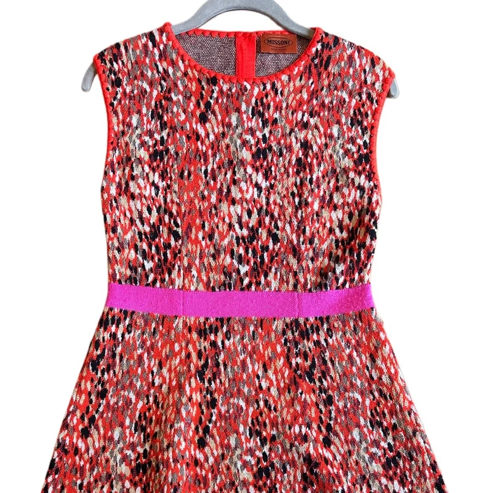 Missoni Multicolor Patterned Midi Dress with Pink Waistband - Picture 3 of 5
